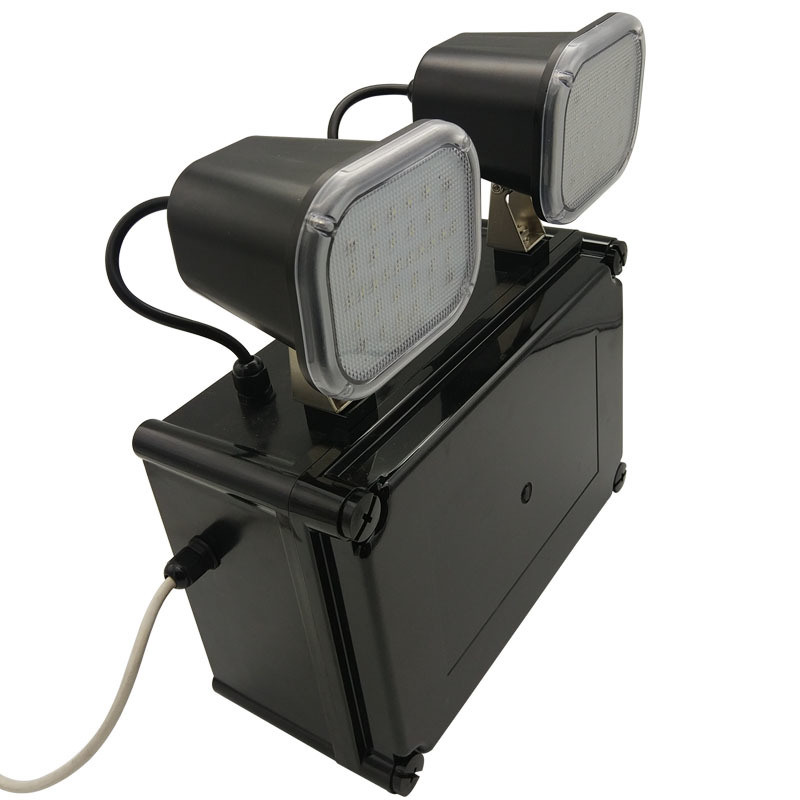 Luce di emergenza LED a doppio faretto 2x6W con ingresso 220V, 3 anni di garanzia, durata 50000 ore