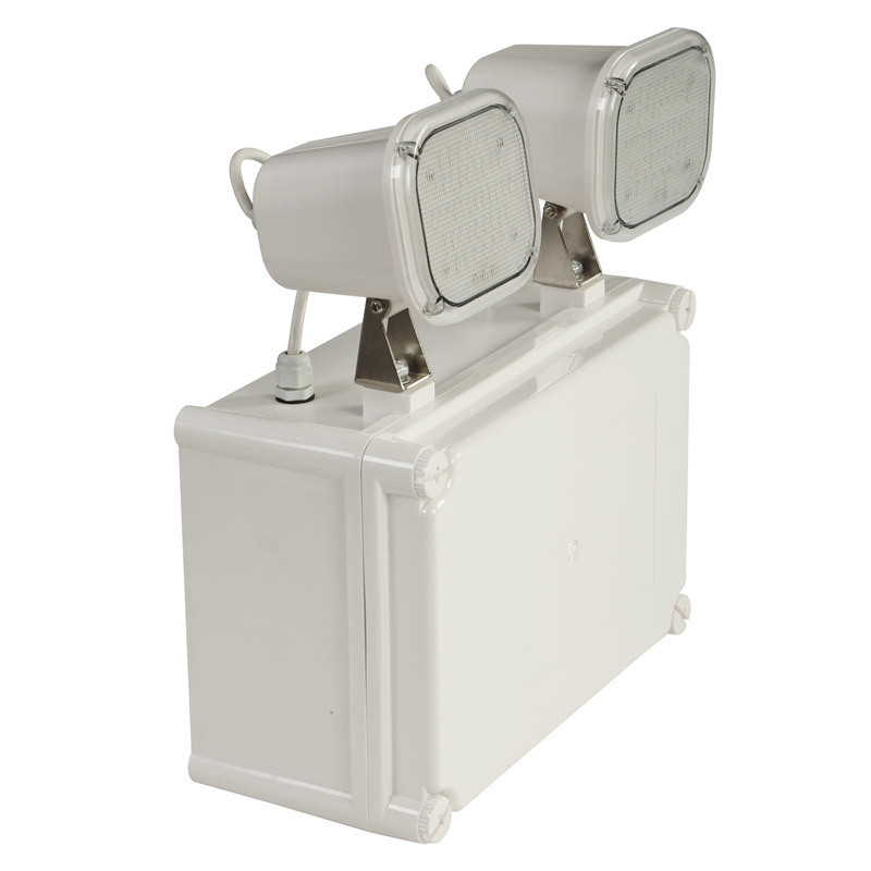12W Faretto LED di Emergenza Doppio IP65 Impermeabile 6500K Bianco Freddo Durata 3 Ore