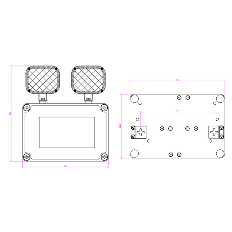 12W Faretto LED di Emergenza Doppio IP65 Impermeabile 6500K Bianco Freddo Durata 3 Ore