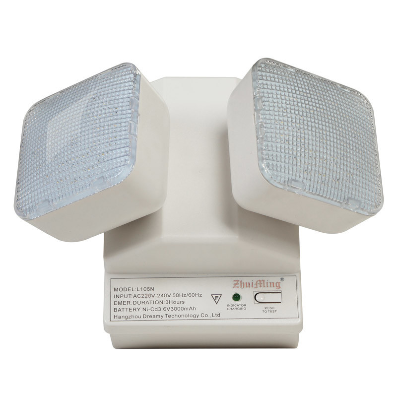 Luce di emergenza LED 6W Twin Spot 6500K 3.6V Batteria Ni-Cd 3.0Ah Involucro in PC IP20