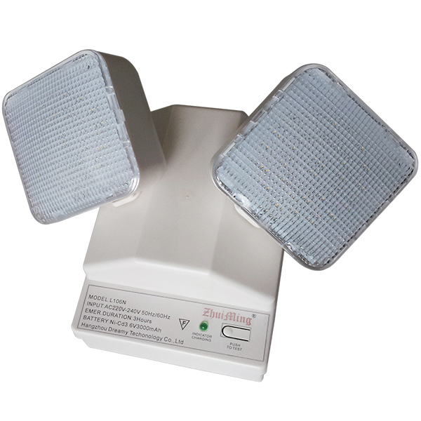 Luce di emergenza LED 6W Twin Spot 6500K 3.6V Batteria Ni-Cd 3.0Ah Involucro in PC IP20
