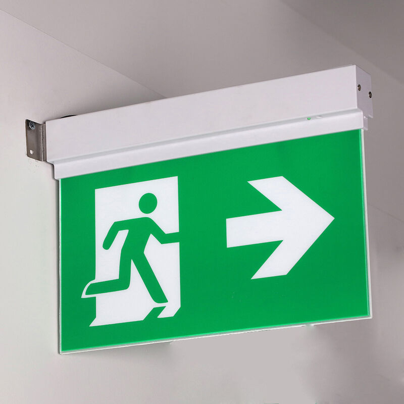 Segnaletica di Uscita di Emergenza a LED a Doppia Faccia, Autonomia 3 Ore, Grado IP20, Garanzia 3 Anni